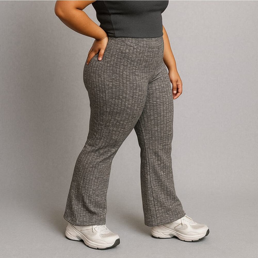 Juicy Couture Gray Rib Knit Flare Pants Sz L Y2K Casual Lounge Womens Retro